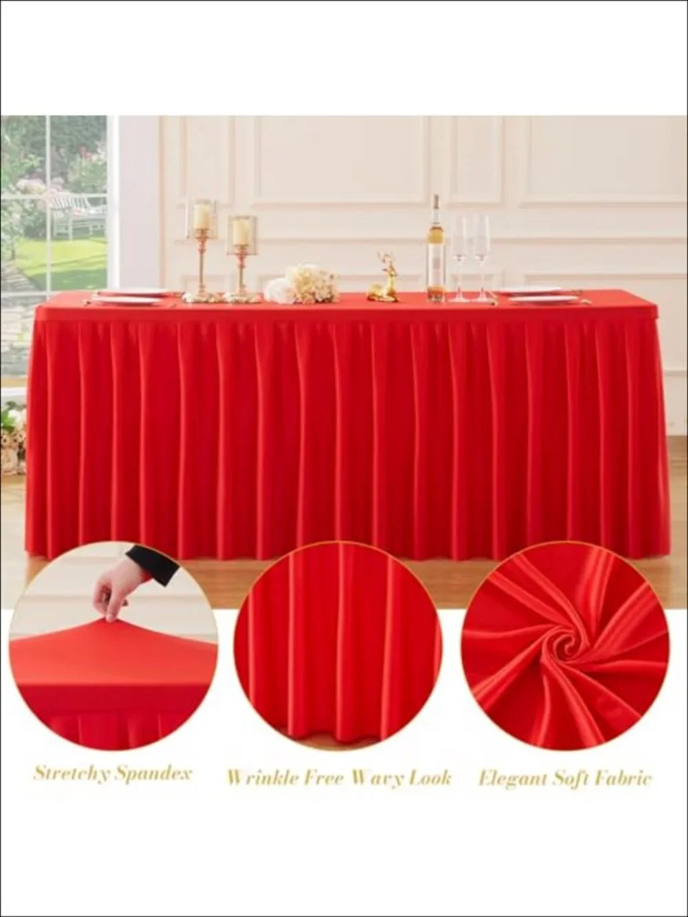 2 Pack Stretch Spandex Fitted Tablecloth 6 FT Rectangle Wrinkle Free